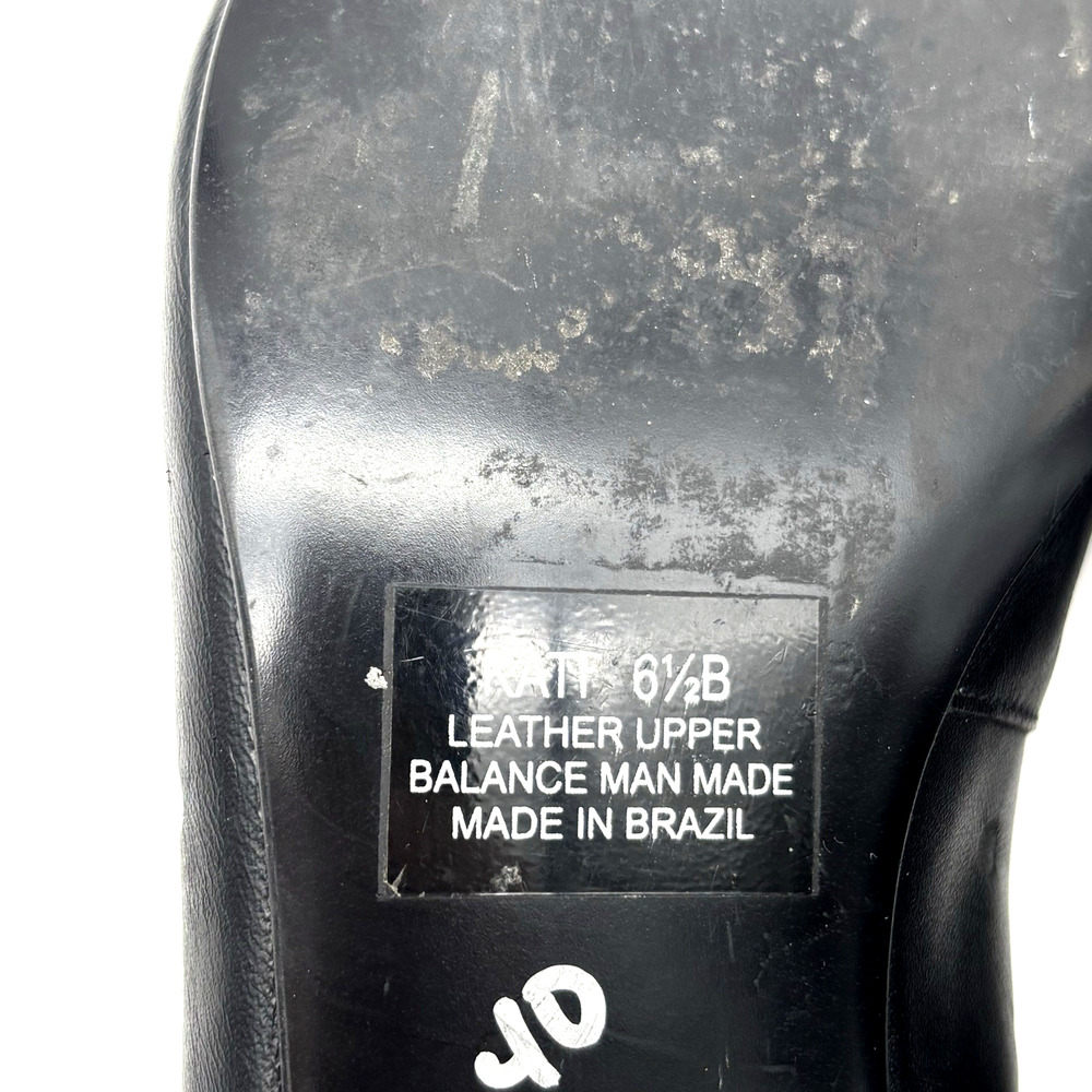1980s San Reno 'KATI' Black Holey Leather Point Toe Kitten Heel Pump 6.5B Brazil - Picture 13 of 15